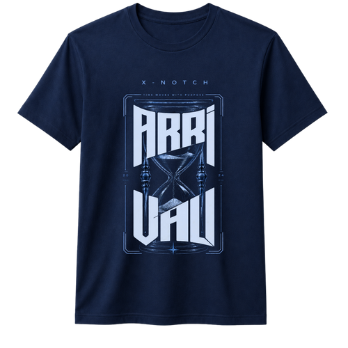 ARRIVAL | Premium Graphic Printed Cotton T-Shirt | X NOTCH - Navy Blue