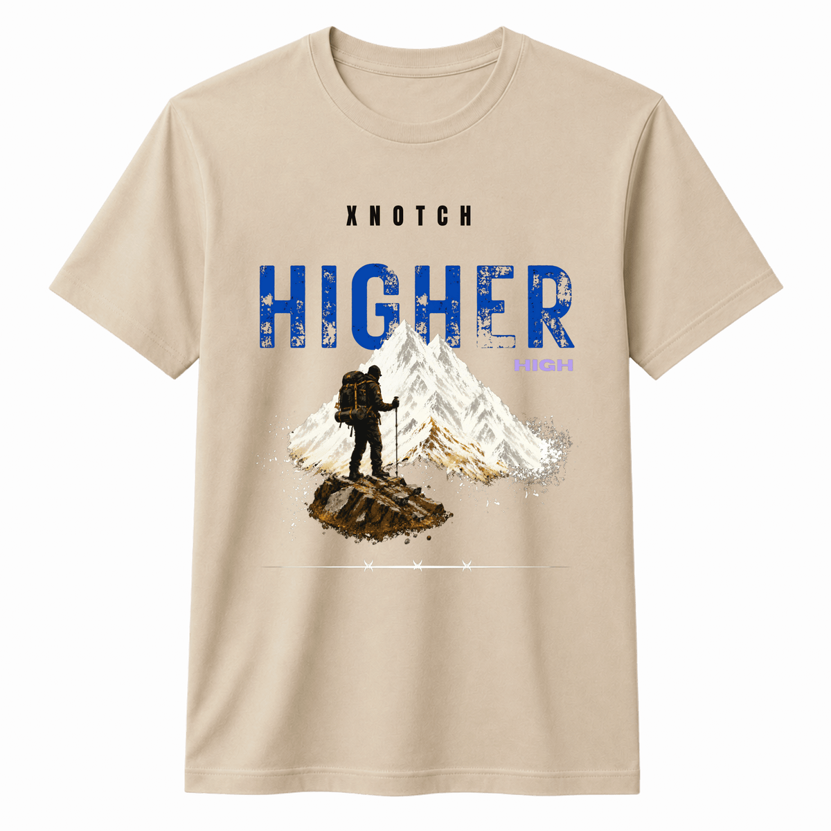 Higher High Graphic Printed 100% Cotton T-Shirt - Beige