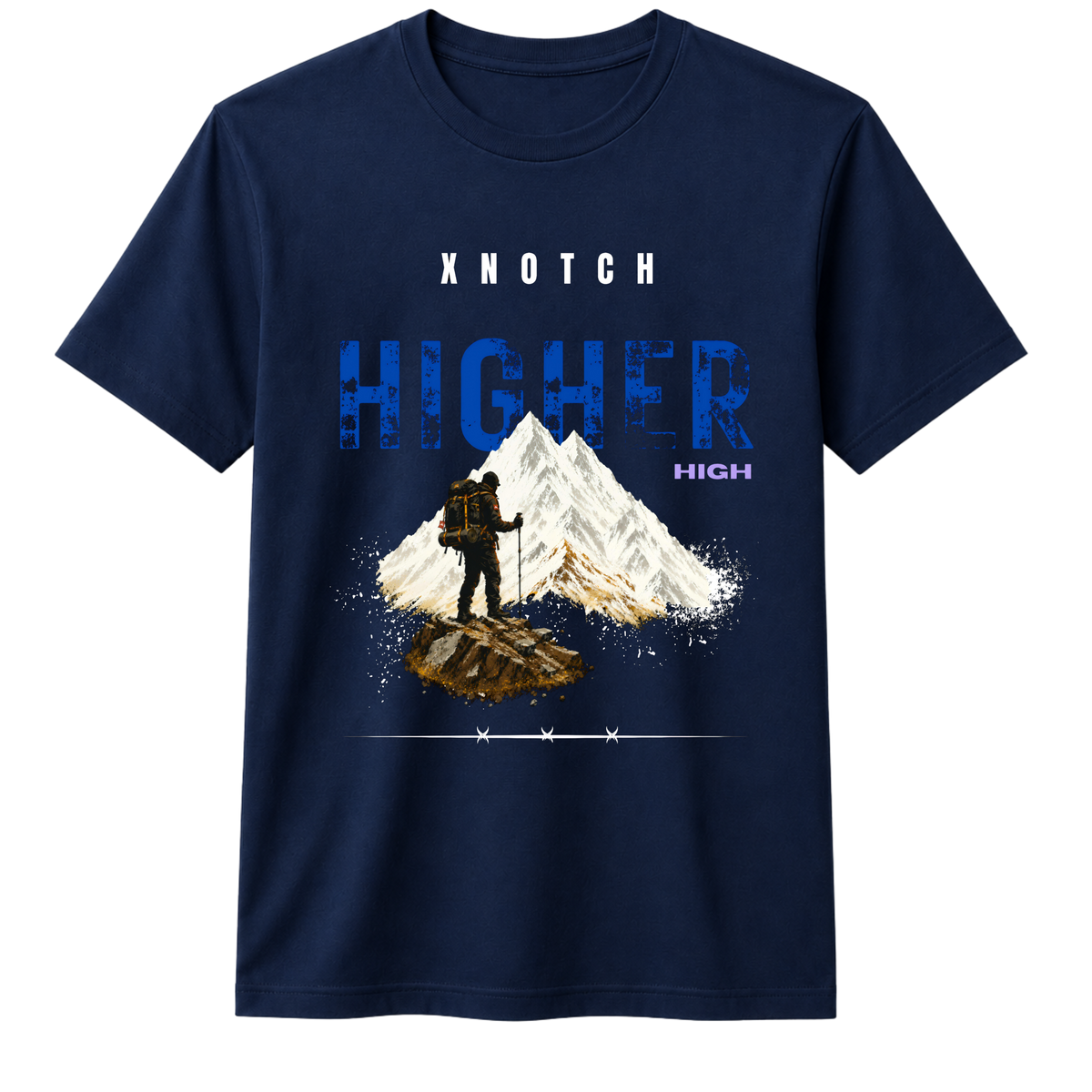 Higher High Graphic Printed 100% Cotton T-Shirt - Navy Blue