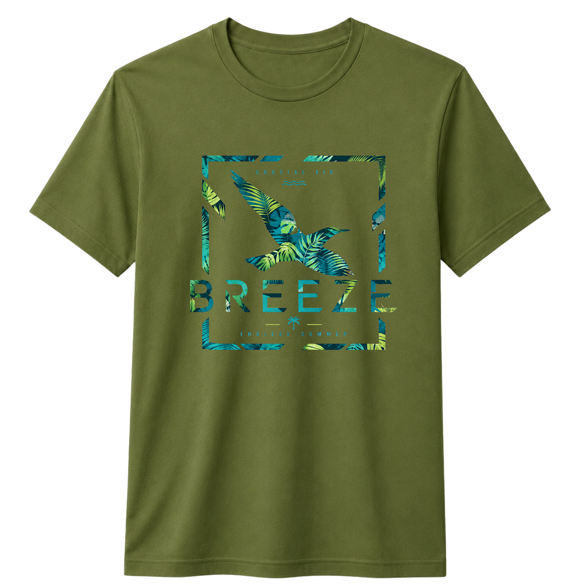 BREEZE 100% Cotton T-shirt , X NOTCH - Olive green