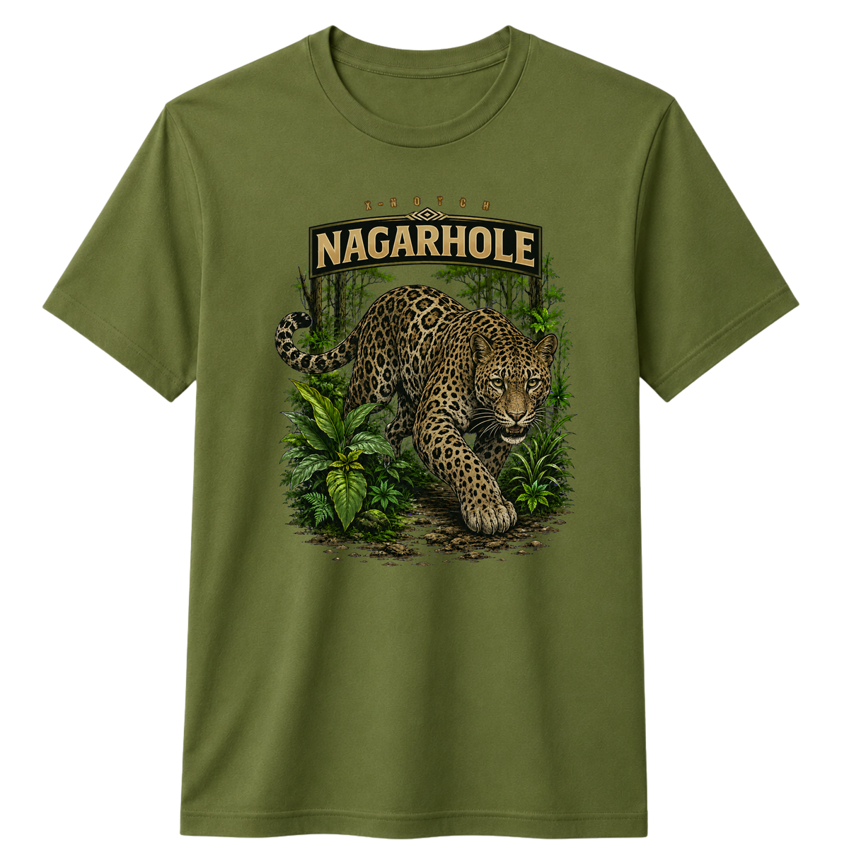 Nagarhole Leopard 100% Cotton T-shirt X NOTCH - Olive green