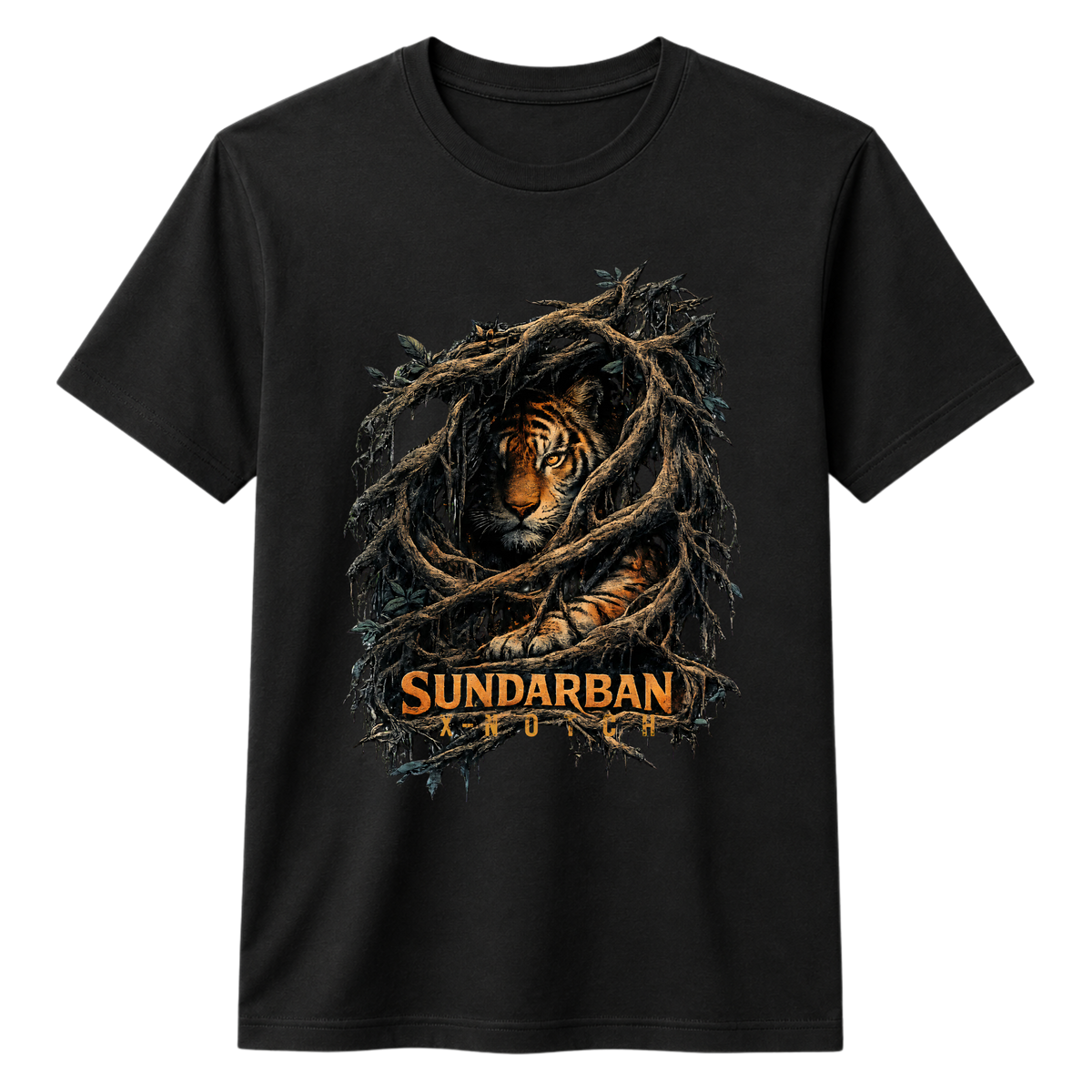 Sundarban Tiger 100% Cotton T-shirt X NOTCH - Black