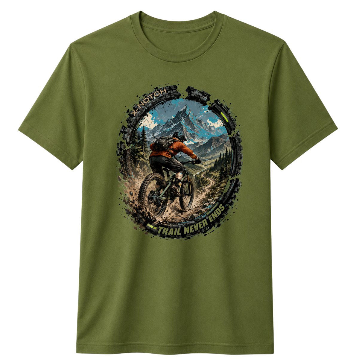 Trail Never End 100% Cotton T-shirt X NOTCH - Olive green