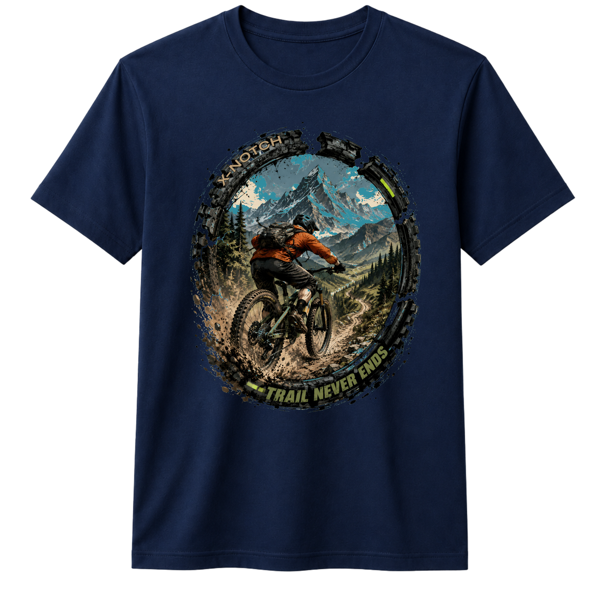 Trail Never End 100% Cotton T-shirt X NOTCH - Navy Blue