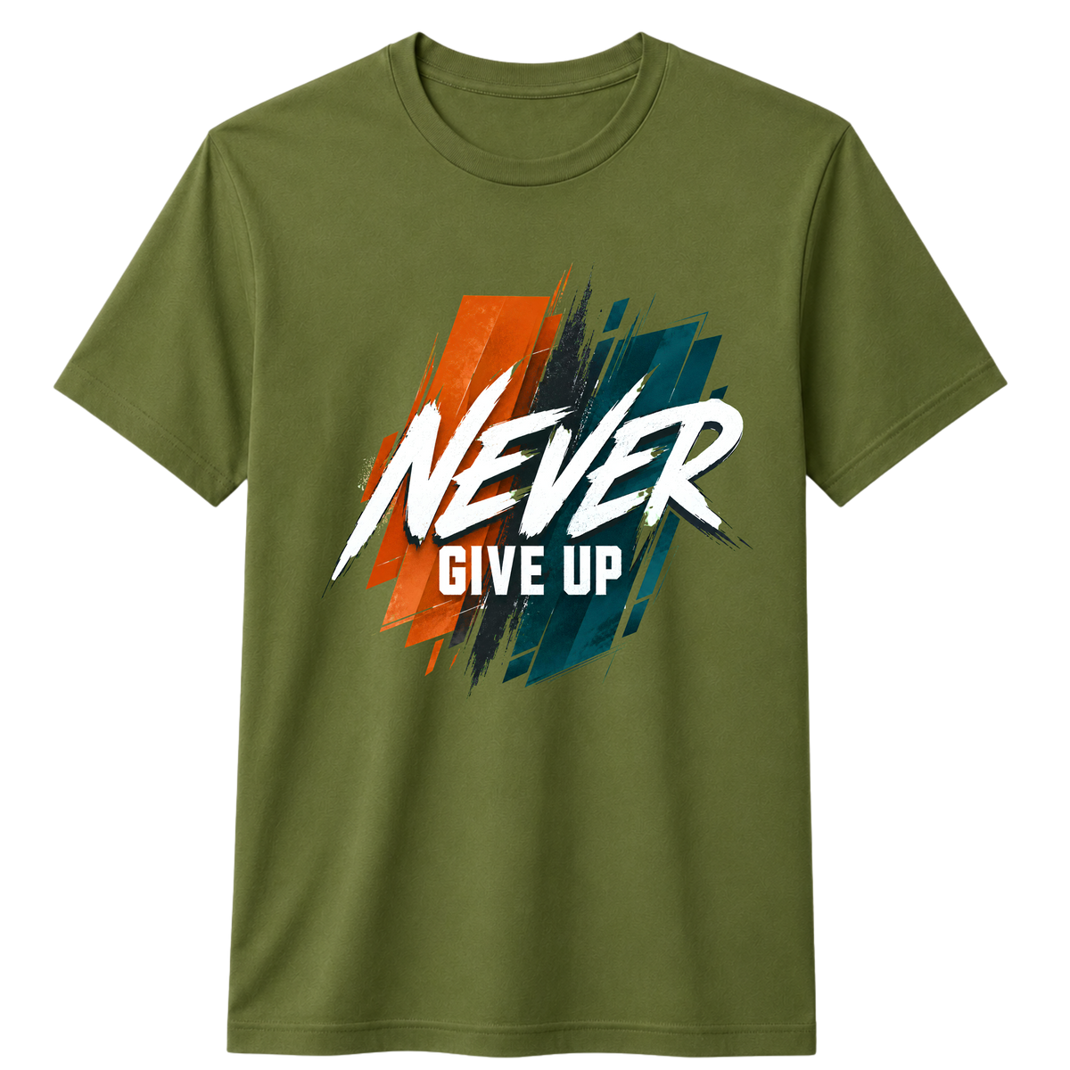 Never Give Up 100% Cotton T-shirt X NOTCH - Olive green