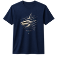 Deep Cut Shark Graphic 100% Cotton T-shirt X NOTCH - Navy Blue