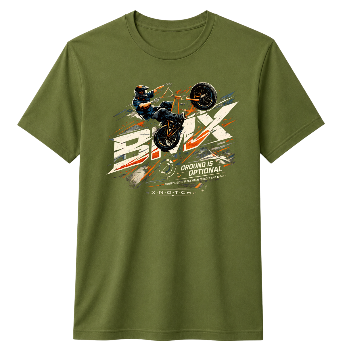 BMX Graphic 100% Cotton T-shirt X NOTCH - Olive green