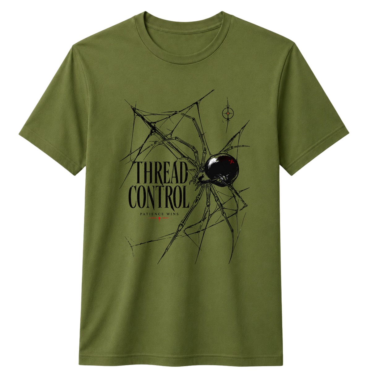 Thread Control Spider Graphic 100% Cotton T-shirt X NOTCH - Olive green