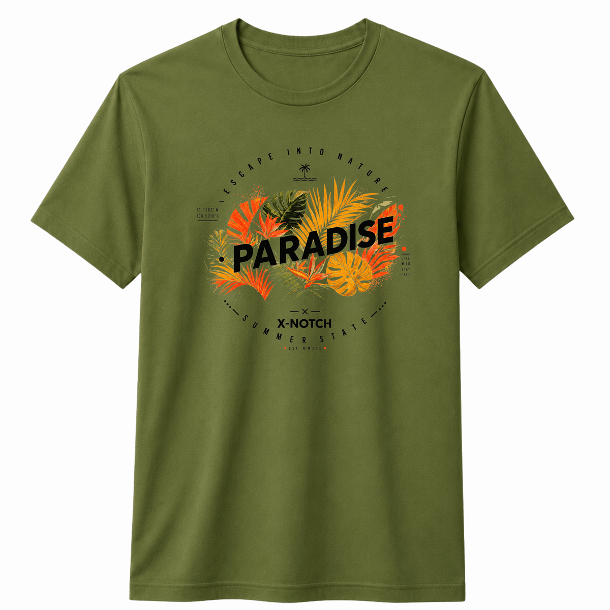 Paradise 100% Cotton T-shirt X NOTCH - Olive green