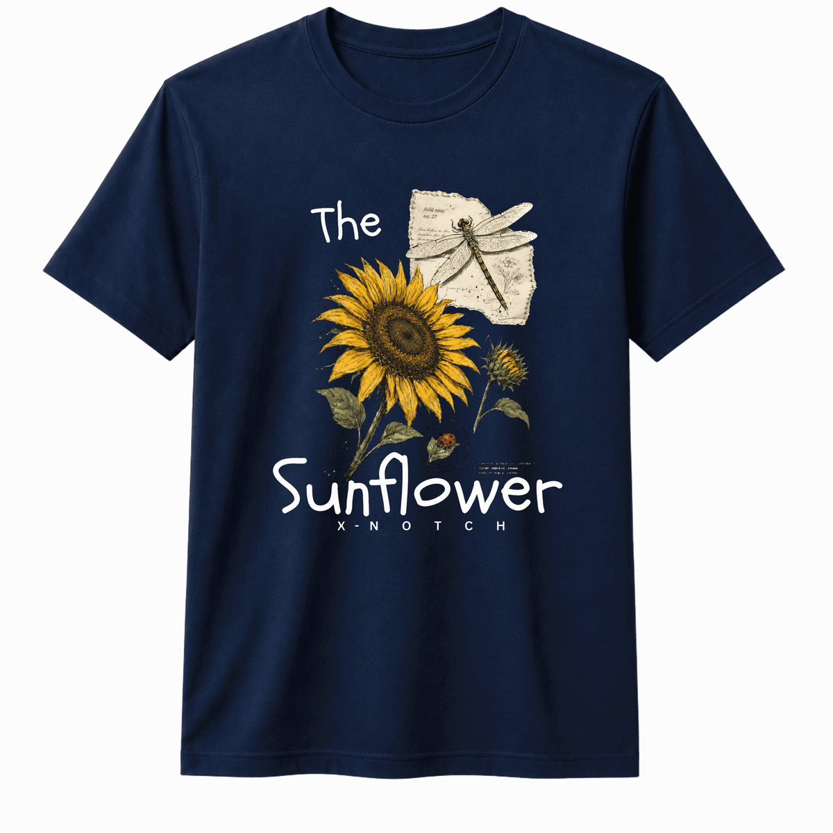 The Sunflower Graphic 100% Cotton T-shirt X NOTCH - Navy Blue