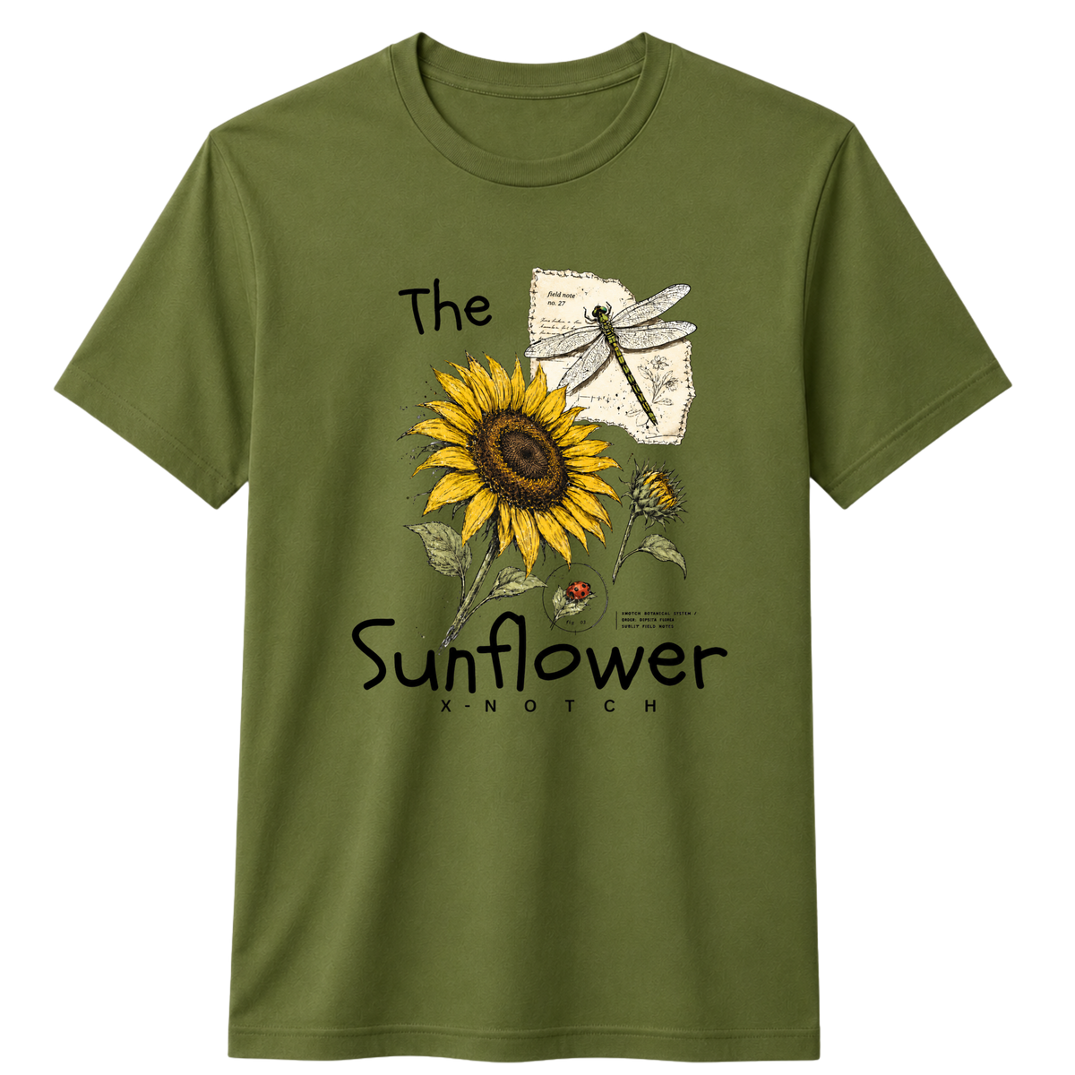 The Sunflower Graphic 100% Cotton T-shirt X NOTCH - Olive green