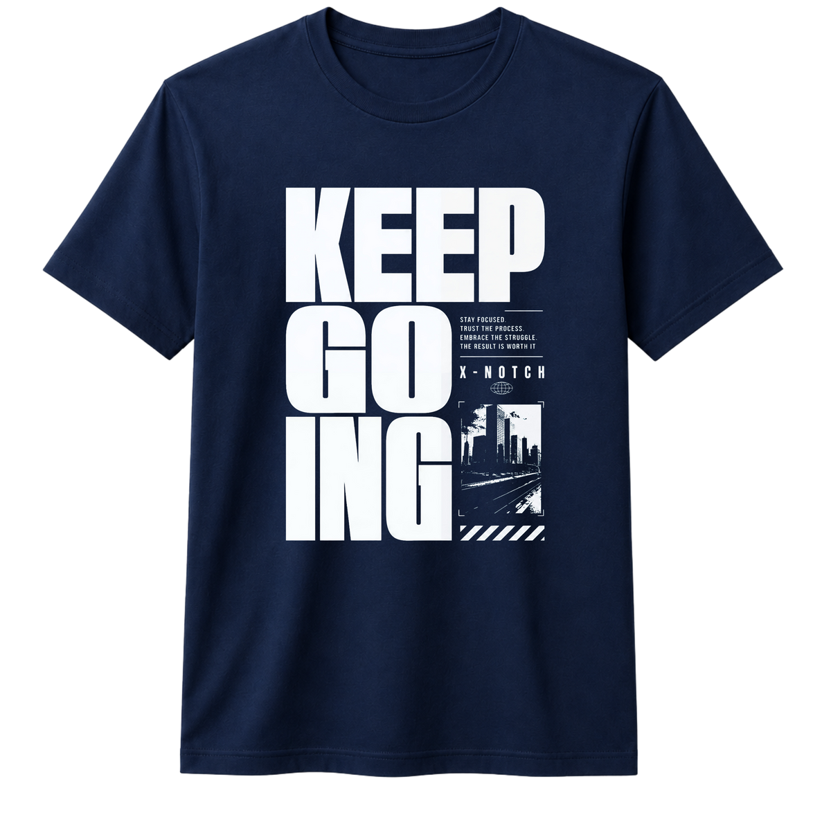Keep Going 100% Cotton T-shirt  X NOTCH - Navy Blue