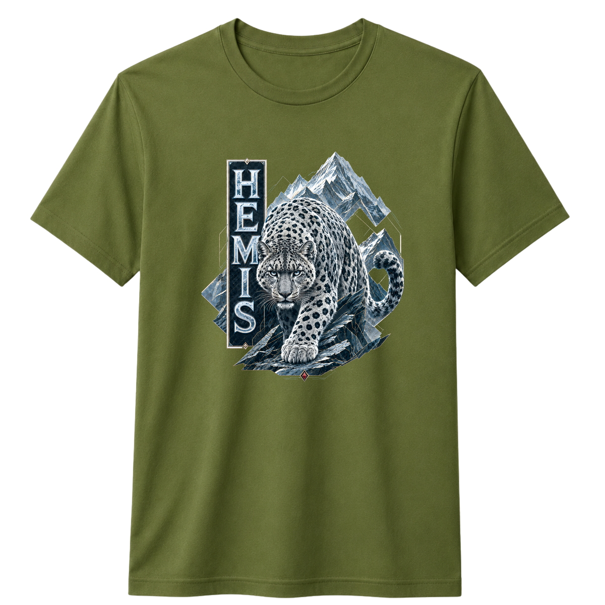 Hemis Snow Leopard 100% Cotton T-shirt - Olive green
