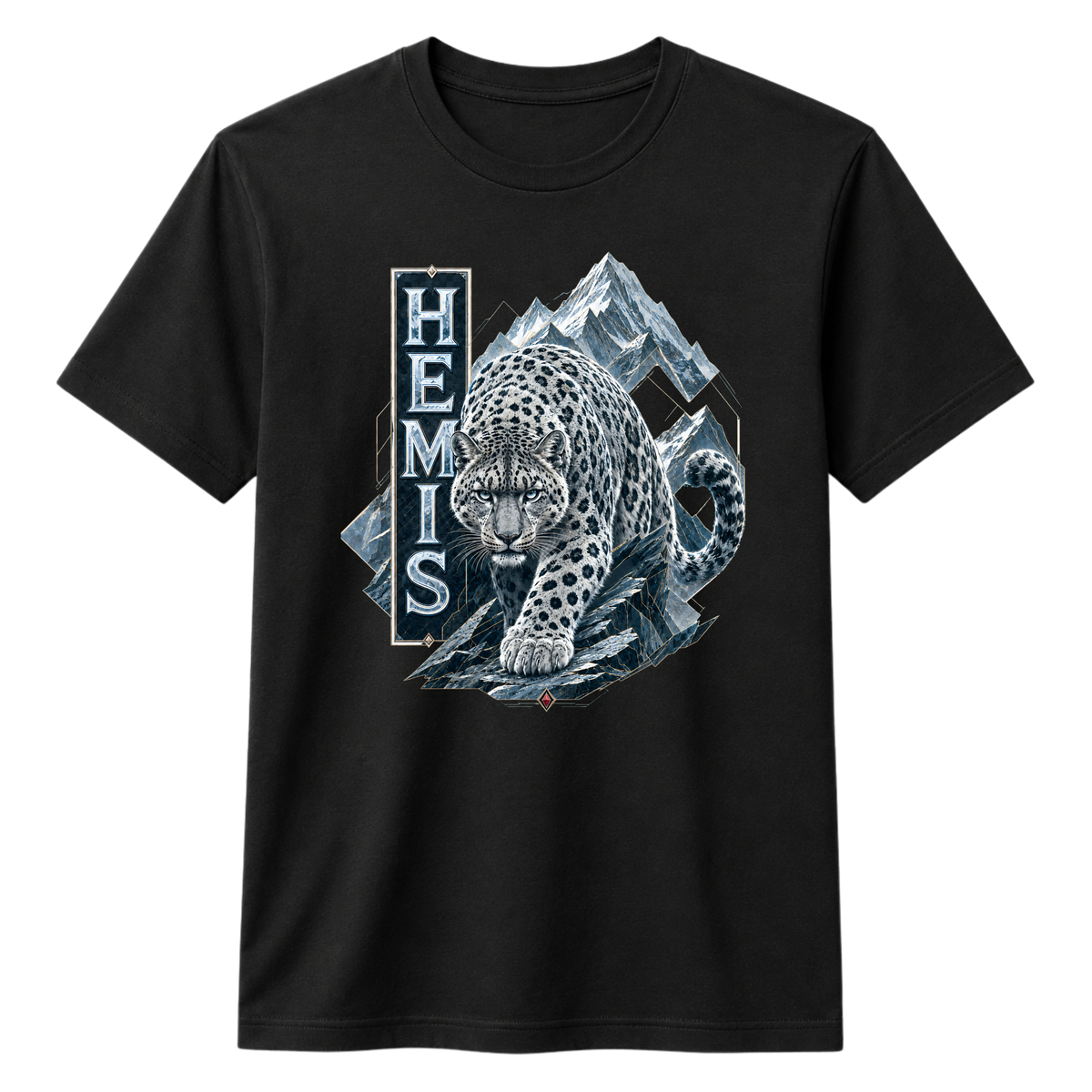 Hemis Snow Leopard 100% Cotton T-shirt - Black