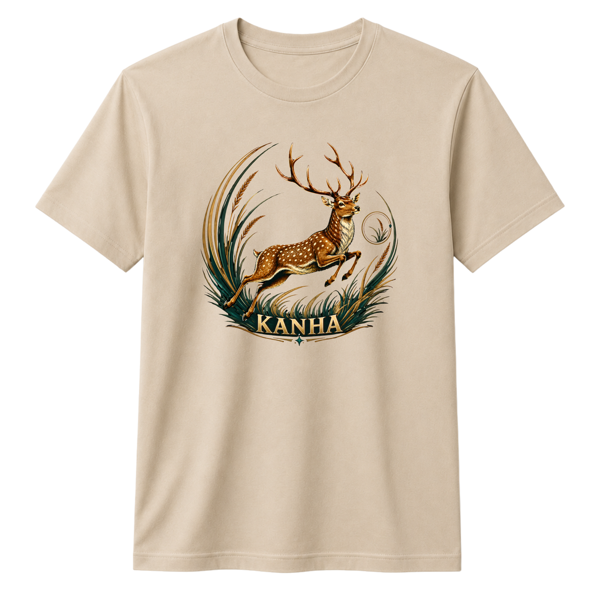 Kanha Barasingha 100% Cotton T-shirt - Beige