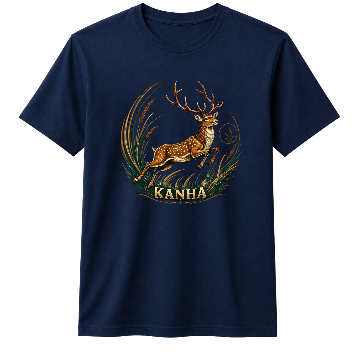 Kanha Barasingha 100% Cotton T-shirt - Navy Blue