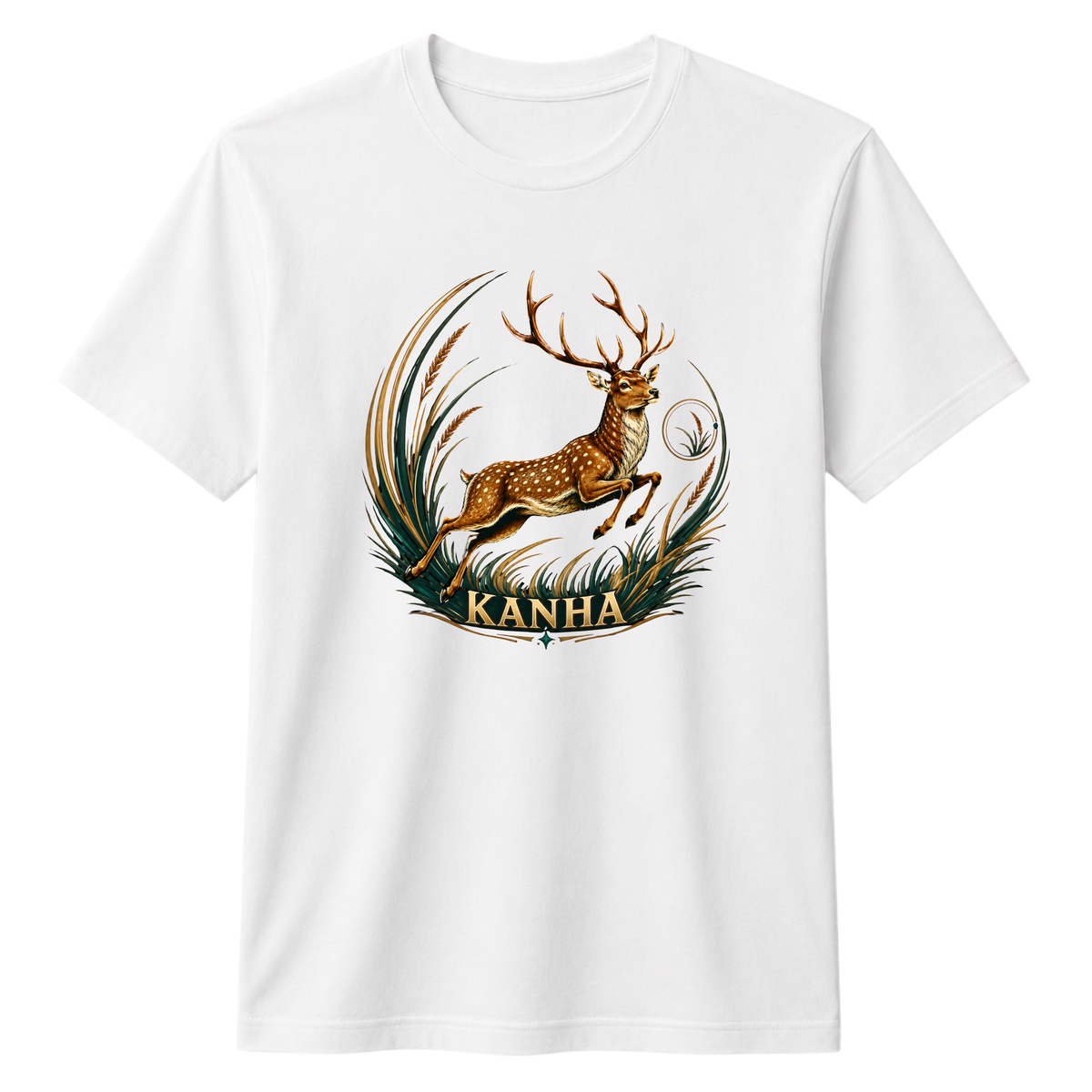 Kanha Barasingha 100% Cotton T-shirt - White