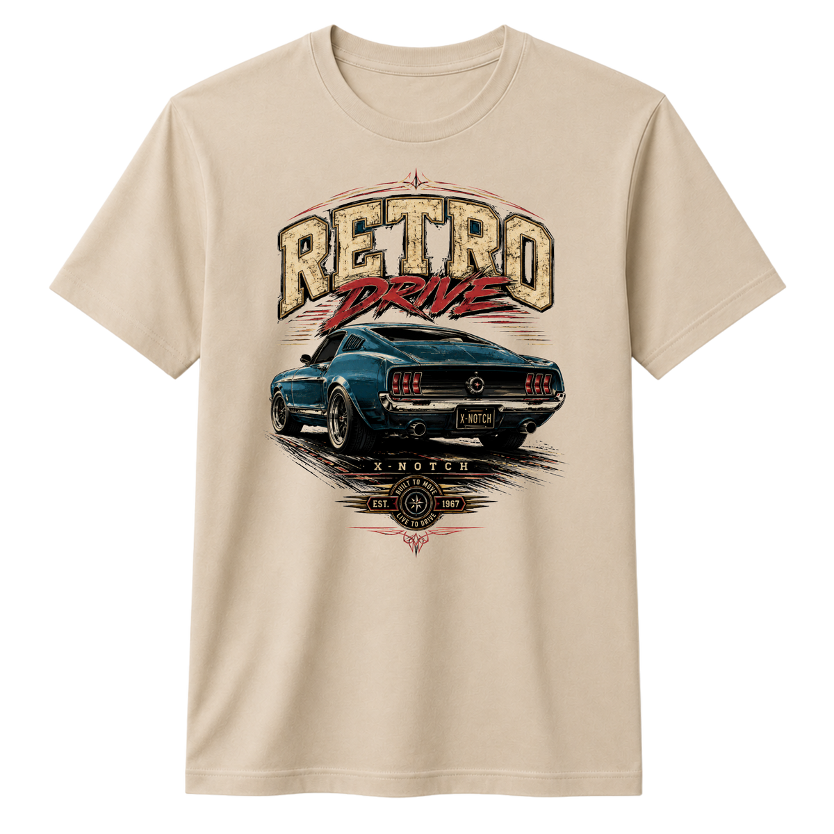 Retro Drive Car 100% Cotton T-shirt X NOTCH - Beige