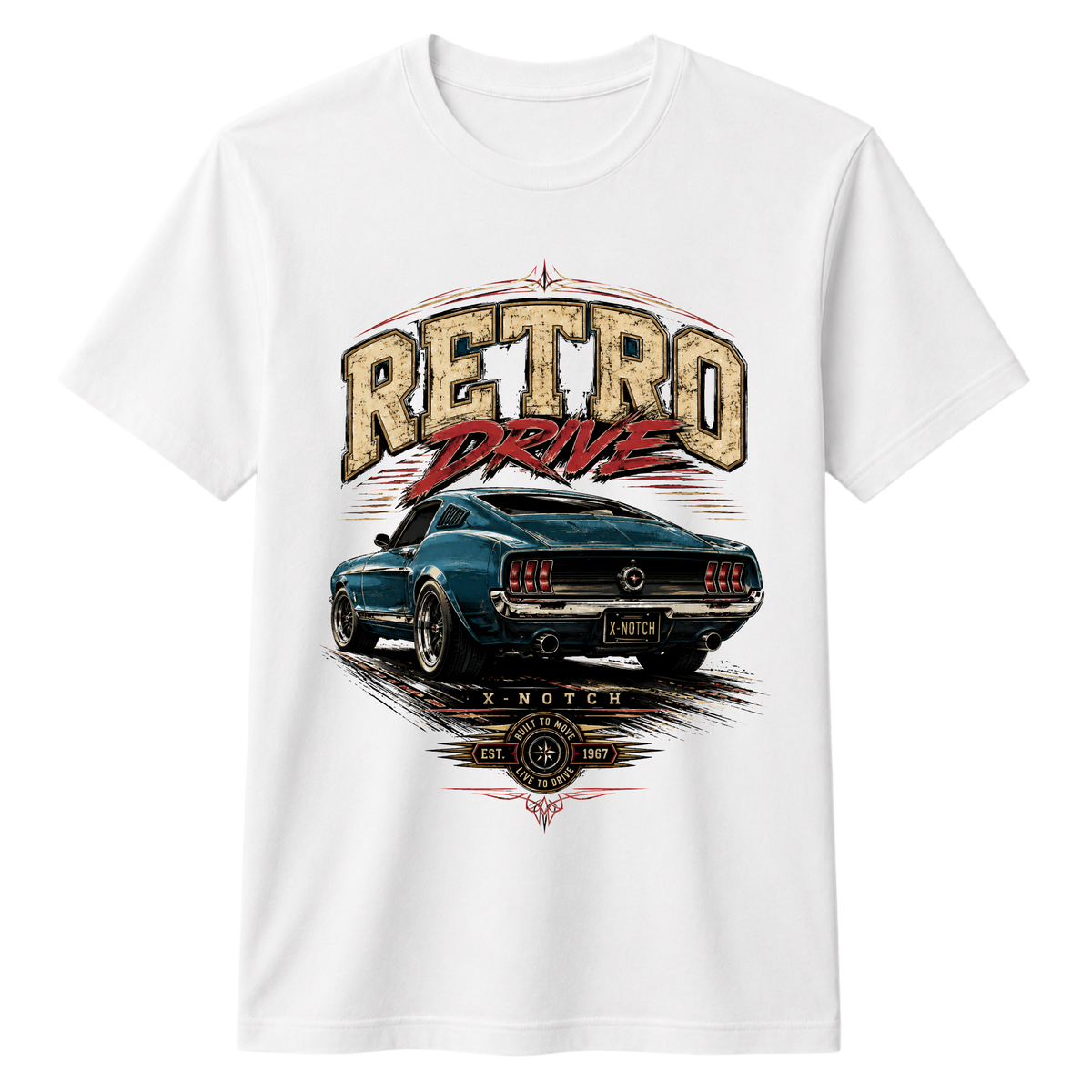 Retro Drive Car 100% Cotton T-shirt X NOTCH - White