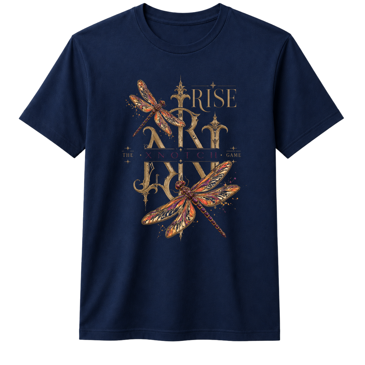 Rise Dragonfly 100% Cotton T-shirt - Navy Blue