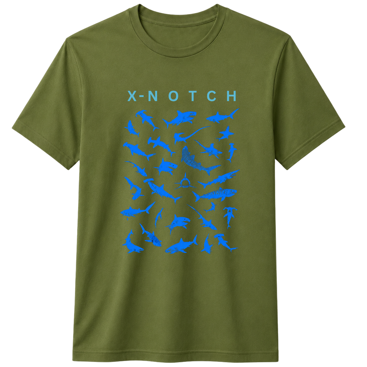 Shark Kingdom 100% Cotton T-Shirt – X NOTCH - Olive green