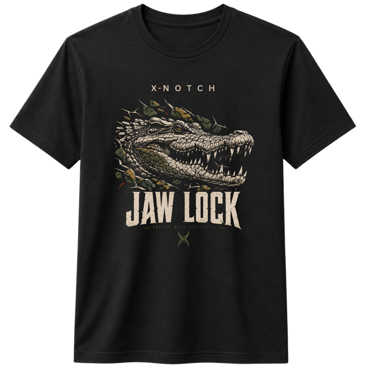Jaw Lock Crocodile Graphic 100% Cotton T-Shirt – X NOTCH - Black