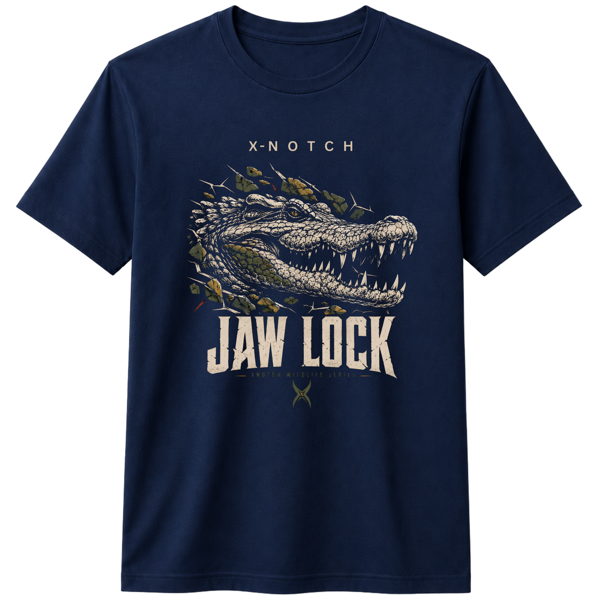 Jaw Lock Crocodile Graphic 100% Cotton T-Shirt – X NOTCH - Navy Blue