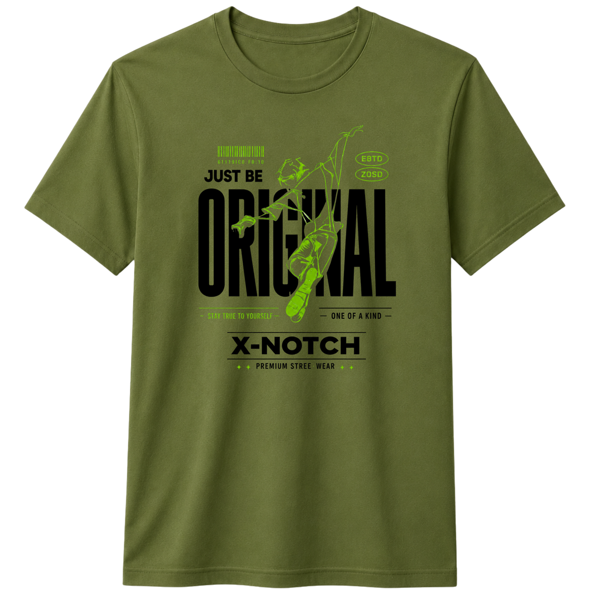 Origenal Graphic 100% Cotton T-Shirt – X NOTCH - Olive green