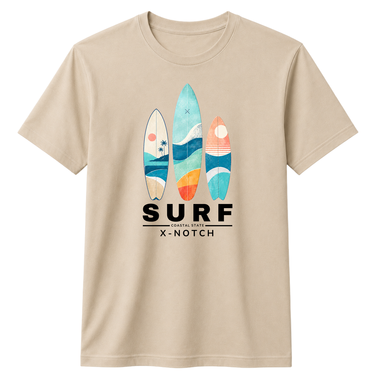 Surf 100% Cotton T-Shirt – X NOTCH - Beige
