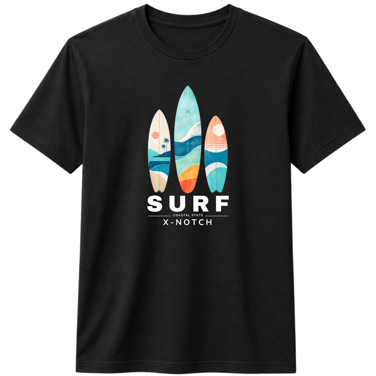 Surf 100% Cotton T-Shirt – X NOTCH - Black