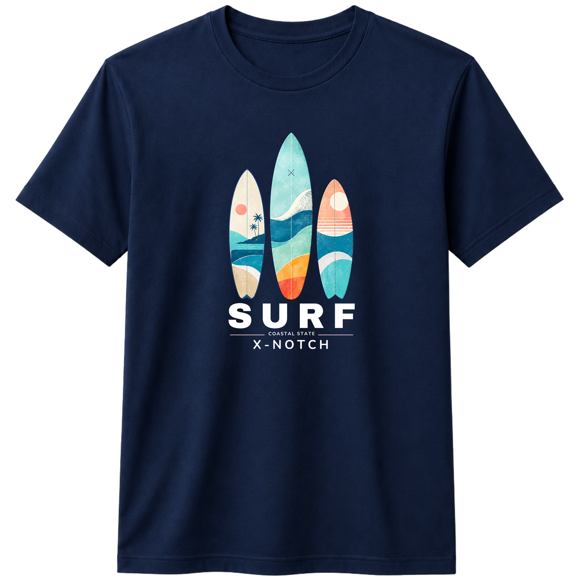 Surf 100% Cotton T-Shirt – X NOTCH - Navy Blue
