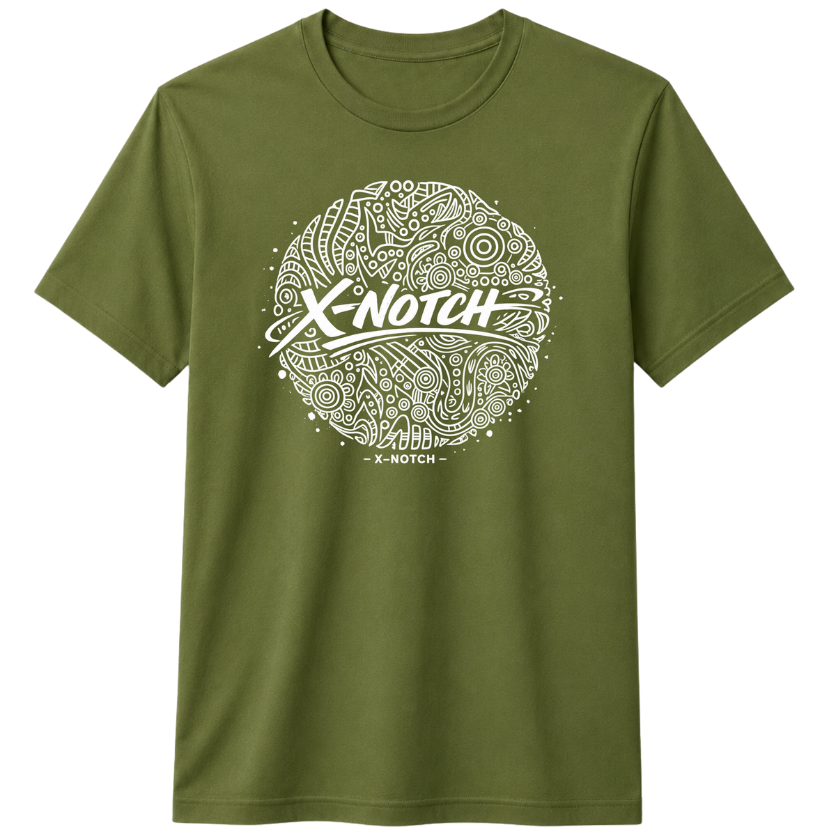 X NOTCH Pattern Fusion 100% Cotton T-Shirt – X NOTCH - Olive green