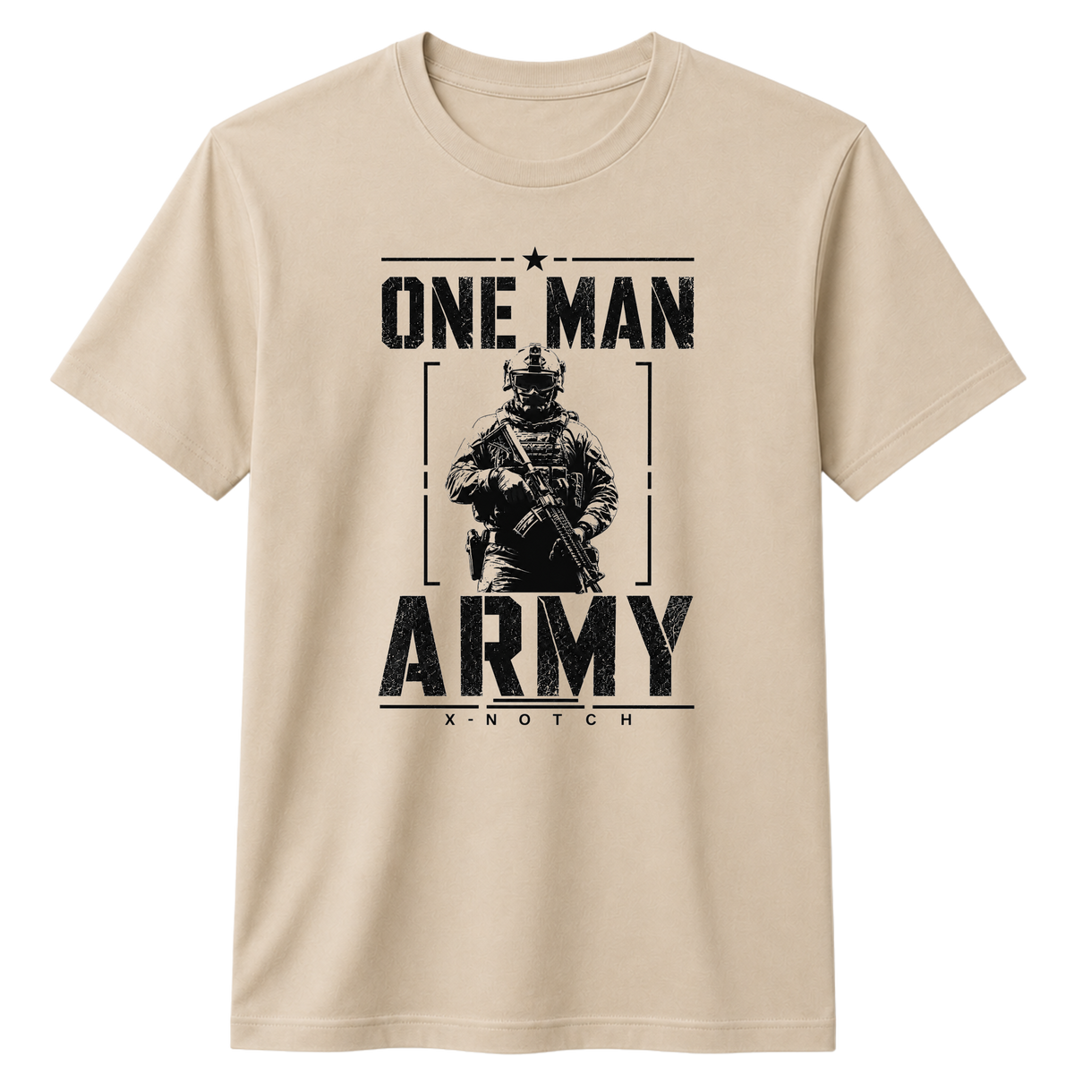 One Man Army 100% Cotton T-Shirt – X NOTCH - Beige