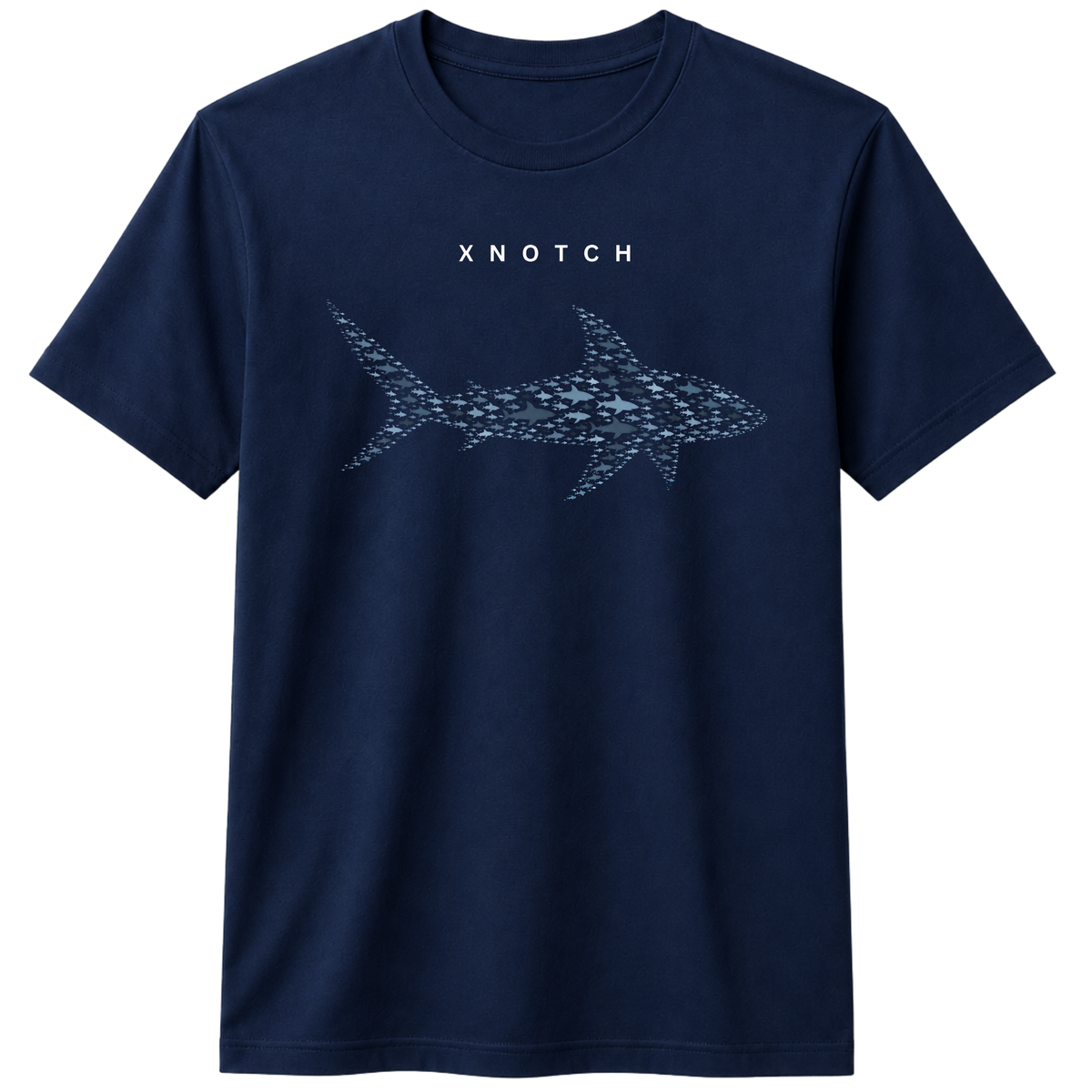 Shark Formation 100% Cotton T-shirt | X NOTCH - Navy Blue
