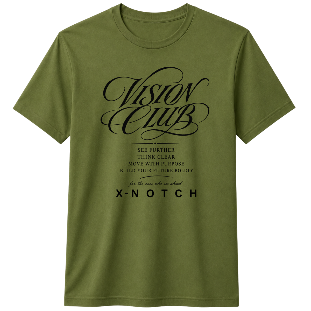Vision Club 100% Cotton T-shirt | X NOTCH - Olive green