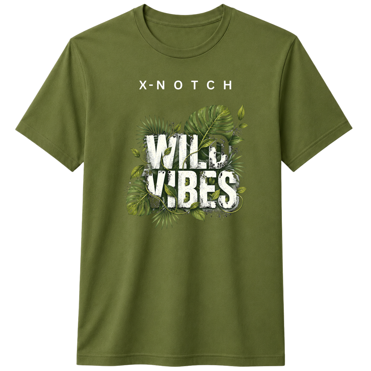 Wild Vibes 100% Cotton T-shirt | X NOTCH - Olive green