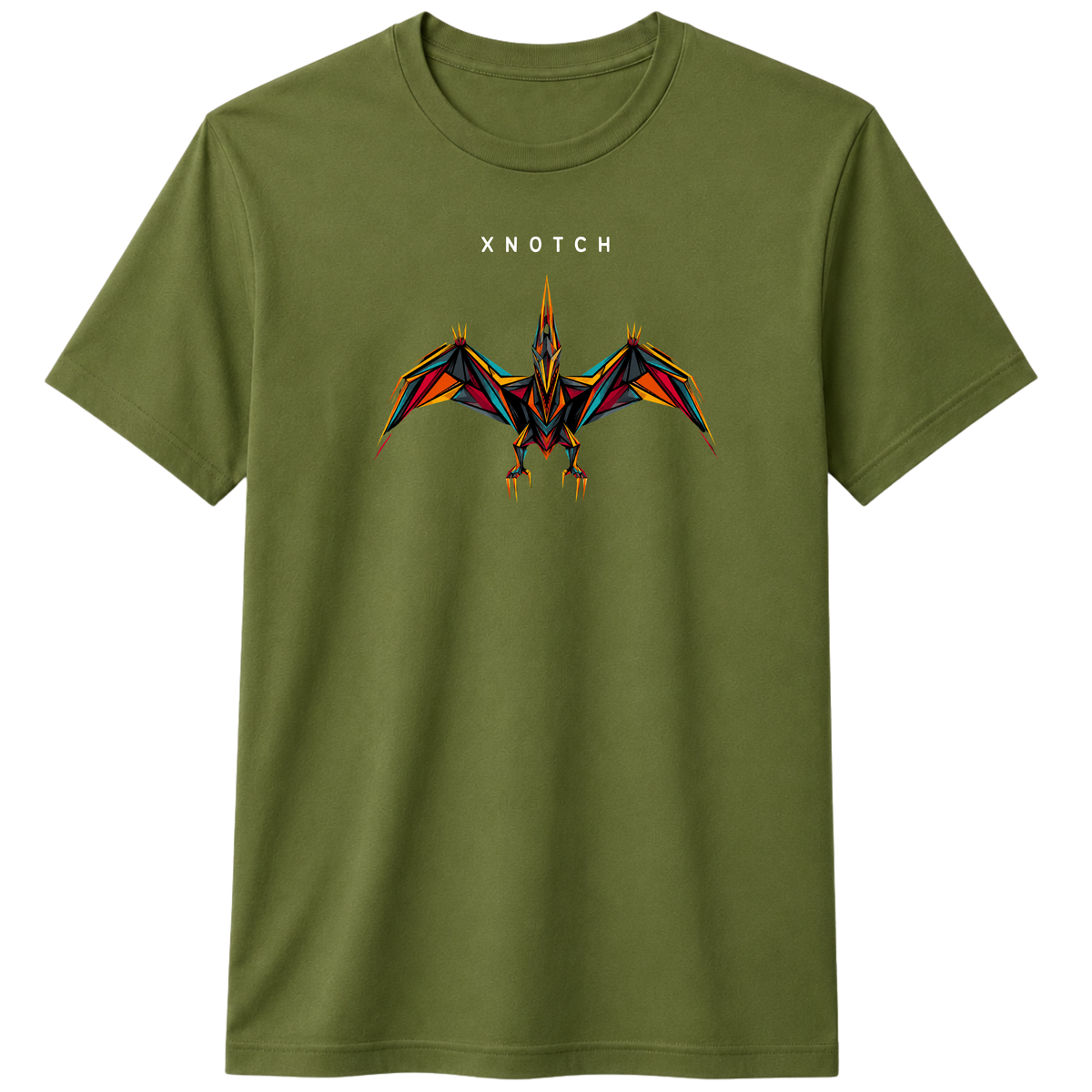 Sky Rex 100% Cotton T-shirt | X NOTCH - Olive green