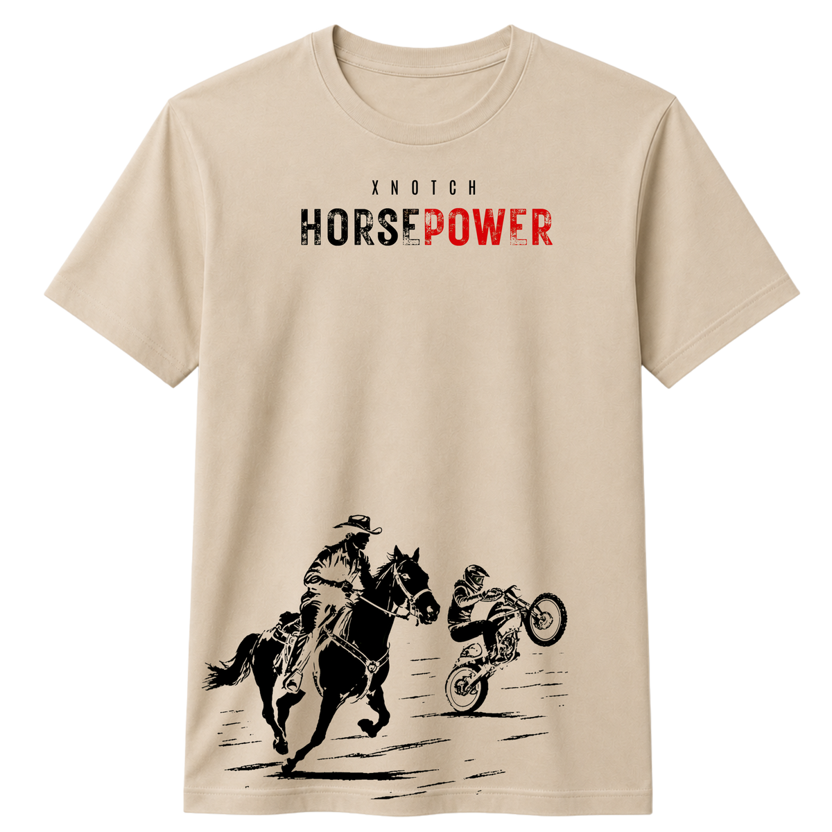 X NOTCH Horsepower 100% Cotton T-shirt – X NOTCH - Beige