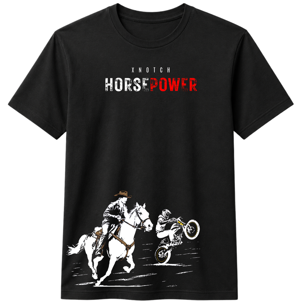 X NOTCH Horsepower 100% Cotton T-shirt – X NOTCH - Black