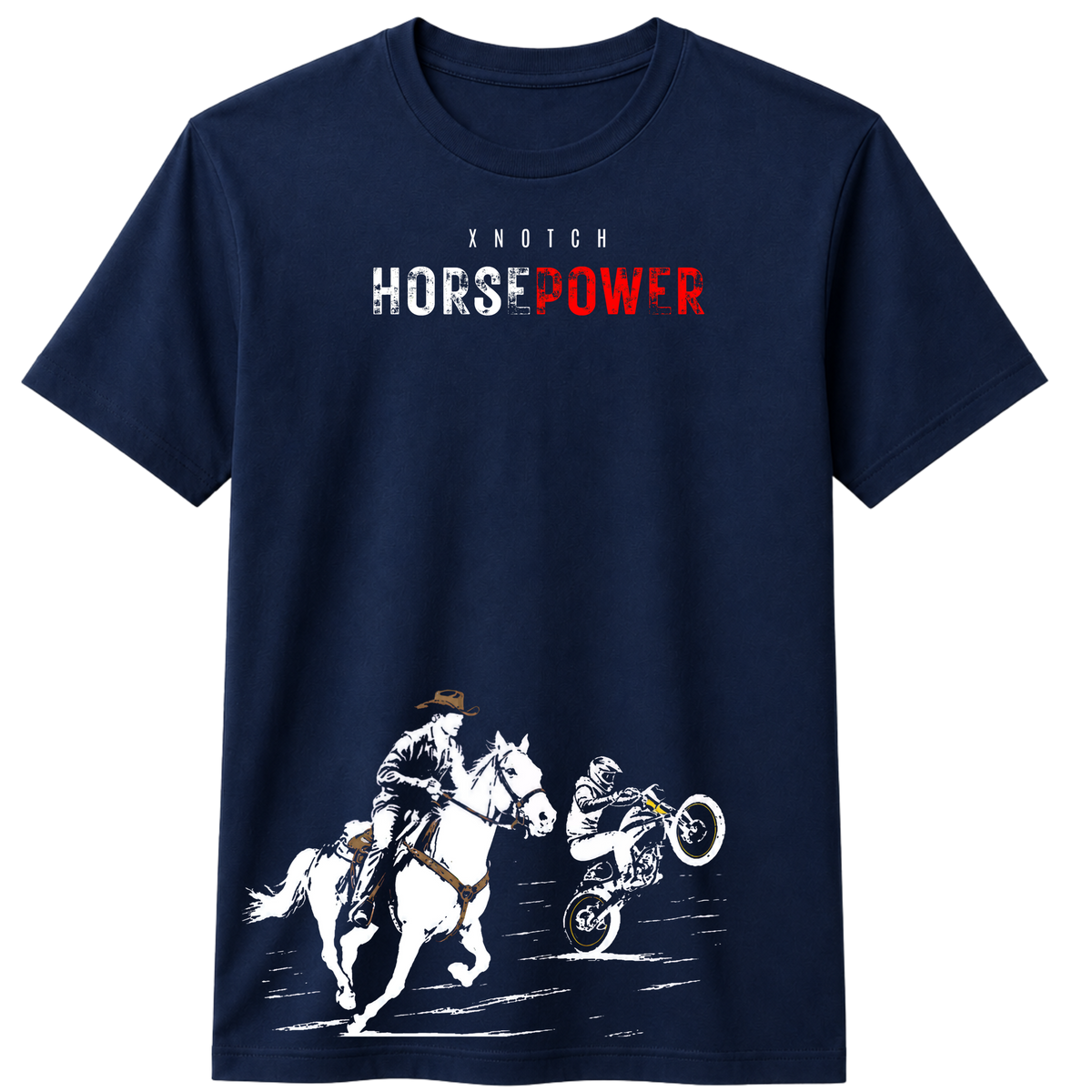 X NOTCH Horsepower 100% Cotton T-shirt – X NOTCH - Navy Blue