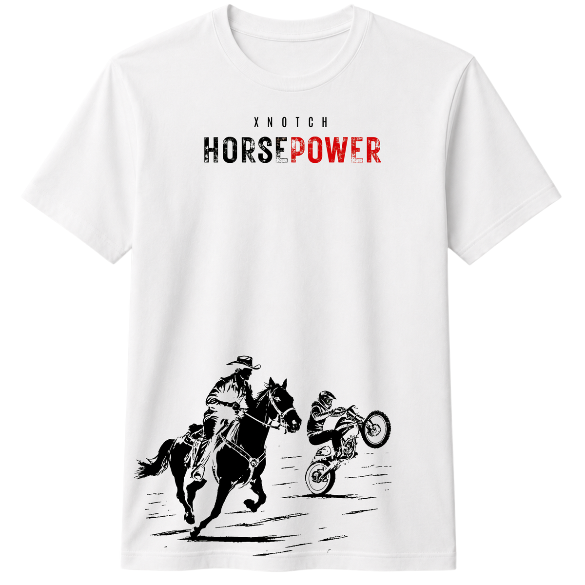 X NOTCH Horsepower 100% Cotton T-shirt – X NOTCH - White