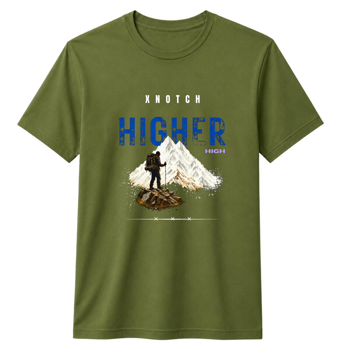 Higher High Graphic Printed 100% Cotton T-Shirt - Olive green